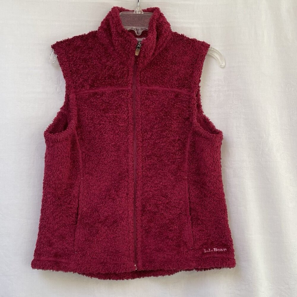 LL Bean Vest Women Small Pink Thermal Pro Hi Pile Fleece Full Zip Hike Retro